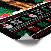 サンタハアイリッシュウルフハウンドドクリスマスツリーライトアップUgl ポスター (角)