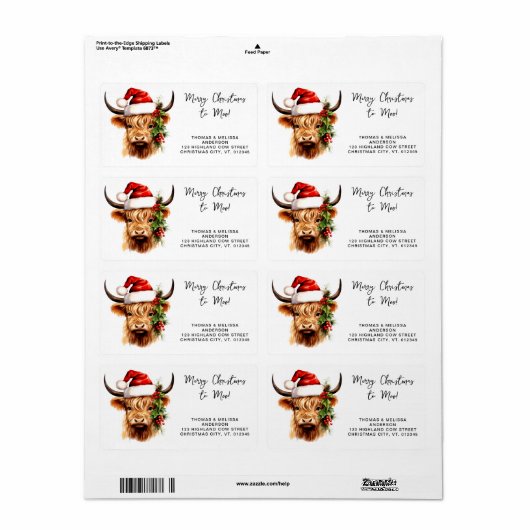 サンタハイランドカウズフェスティバル動物差出人住所 ラベル (フルシート)