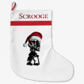 サンタハカスタムット名のクリスマス文字スケルトン ラージクリスマスストッキング (正面)