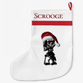 サンタハカスタムット名のクリスマス文字スケルトン ラージクリスマスストッキング (裏面)