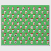 サンタハカスタムット顔4写真クリスマス ラッピングペーパー (フラット)