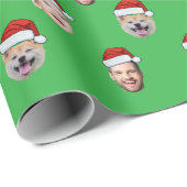 サンタハカスタムット顔4写真クリスマス ラッピングペーパー (ロールコーナー)
