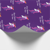 サンタハガーリーットクリスマスのピンク色のかわいい一角獣 ラッピングペーパー (角)