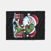 サンタハグTレックス恐竜サンタ フリースブランケット (正面(横))