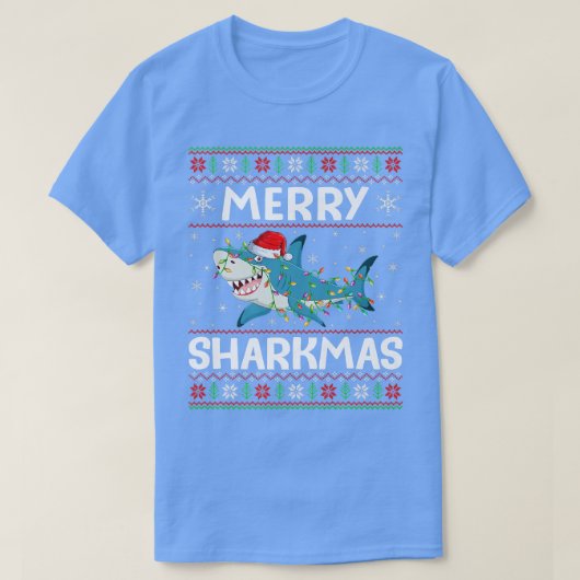 サンタハザメのクリスマスライト醜いメリーシャkm tシャツ (デザイン正面)