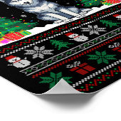 サンタハシベリアのハスキー犬のクリスマスツリーが醜く点灯 ポスター (角)