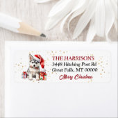 サンタハシベリアハスキーの子犬のギフト ラベル (インサイチュ)