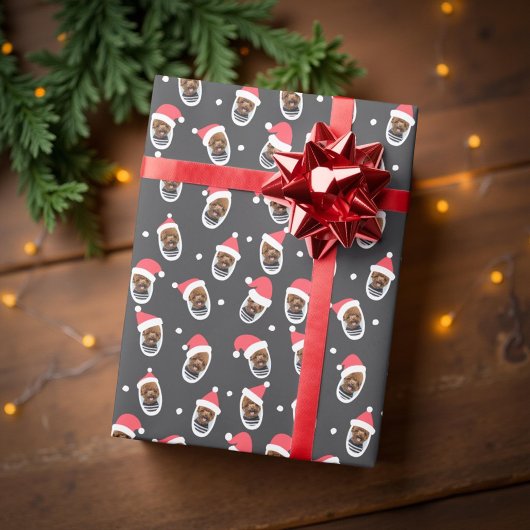 サンタハッおもしろいズモダンファミリーのペット写真 ラッピングペーパー