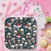 サンタハッおもしろいツのクリスマススカル ペーパープレート (パーティー)