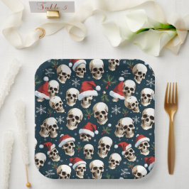 サンタハッおもしろいツのクリスマススカル ペーパープレート