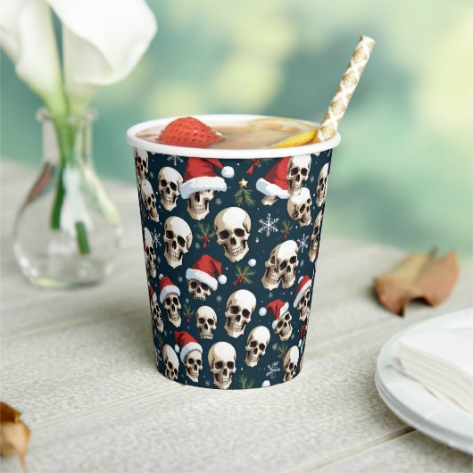 サンタハッおもしろいツのクリスマススカル 紙コップ (インサイチュ)