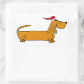 サンタハッおもしろいトクリスマスにダックスシュントの子犬 長方形シール (バッグ)