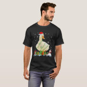 サンタハッおもしろいト・アヒルのクリスマスライト動物の愛 Tシャツ (正面フル)