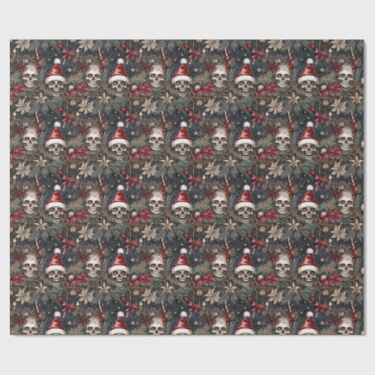 サンタハッすてきツクリスマスのゴシックスカル ラッピングペーパー (フラット)