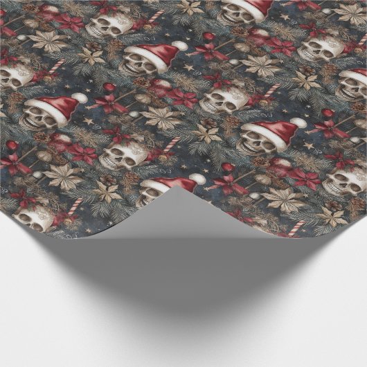 サンタハッすてきツクリスマスのゴシックスカル ラッピングペーパー (角)