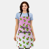 サンタハッツとテニスボールがメリークリスマス エプロン (着用した状態)