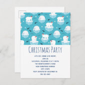 サンタハッツに可愛いホッキョクグマのクリスマスパーティー インビテーションポストカード (正面/裏面)