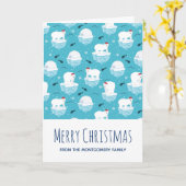 サンタハッツに可愛いホッキョクグマMerry Christmas カード (黄色い花)