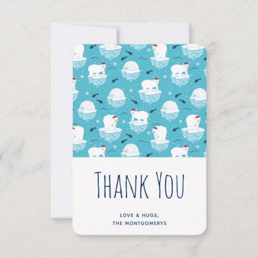 サンタハッツに可愛いホッパークマのクリスマスデザイン サンキューカード (正面)