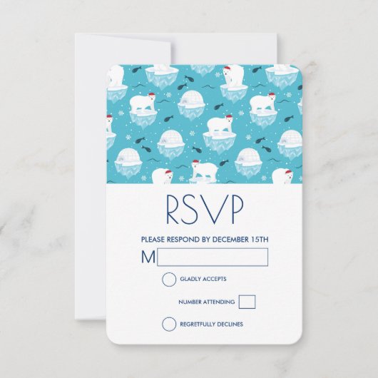 サンタハッツに可愛いホッパークマのクリスマスデザイン 出欠カード (正面)