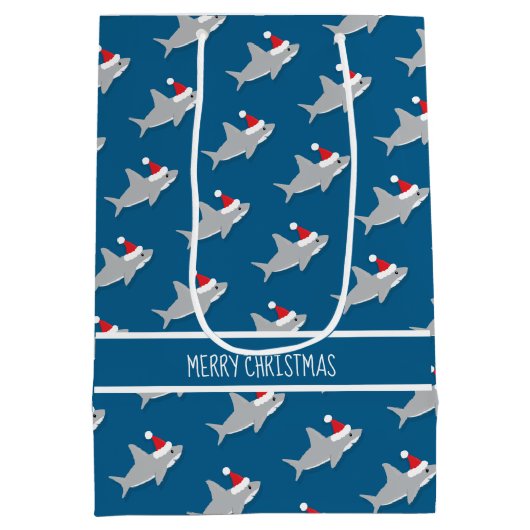 サンタハッツに微笑むサメ抱き枕 ミディアムペーパーバッグ (裏面)