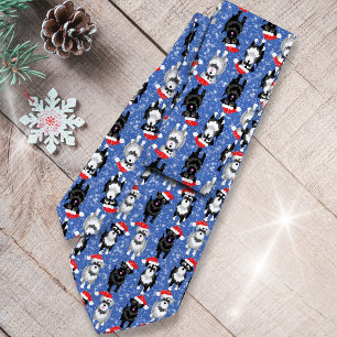 サンタハッツのクリスマスシュノーザーズ青い背景 ネクタイ