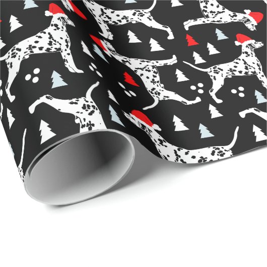 サンタハッツのクリスマスダルマティア黒い休日 ラッピングペーパー (ロールコーナー)
