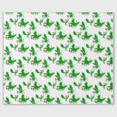 サンタハッツのクリスマスドラゴンカッコいいファンタジー ラッピングペーパー (フラット)