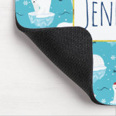 サンタハッツのクリスマスパターンのかわいいホッキョクグマ マウスパッド (コーナー)