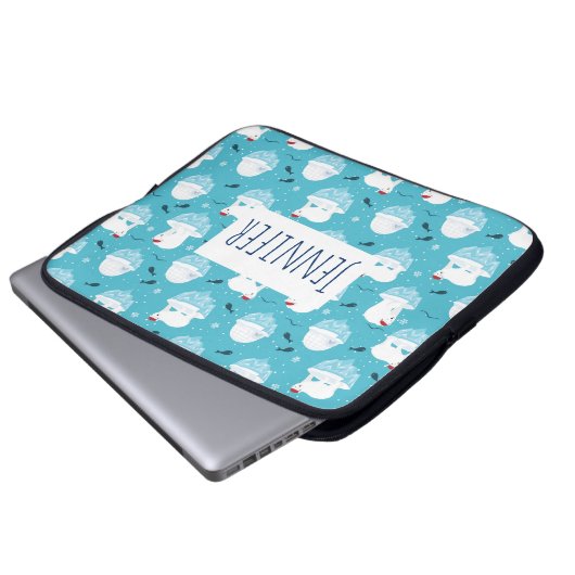 サンタハッツのクリスマスパターンのかわいいホッキョクグマ ラップトップスリーブ (正面下部)