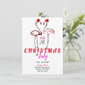 サンタハッツのピンクのフラミンゴ7月のクリスマス 招待状 (スタンド正面)
