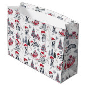 サンタハッツのペンギンの冬の情景パターン大  ラージペーパーバッグ (裏面アングル)