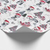 サンタハッツのペンギンの冬の情景パターン ラッピングペーパー (角)