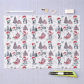 サンタハッツのペンギンの冬の情景パターン 薄葉紙 (クラフト)