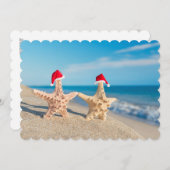 サンタハッツの海の星カップル歩くアットビーチ シーズンカード (正面/裏面)