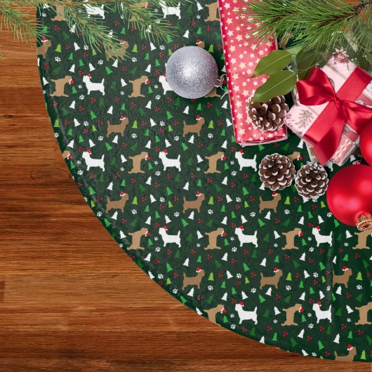 サンタハッツグリーンのクリスマスキャーンテリア ブラッシュドポリエステルツリースカート