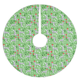 サンタハッツグリーンホリデーのクリスマスダルマティア ブラッシュドポリエステルツリースカート