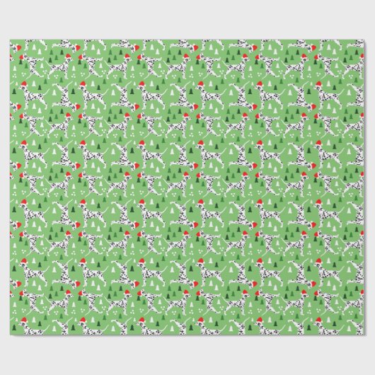 サンタハッツグリーンホリデーのクリスマスダルマティア ラッピングペーパー (フラット)