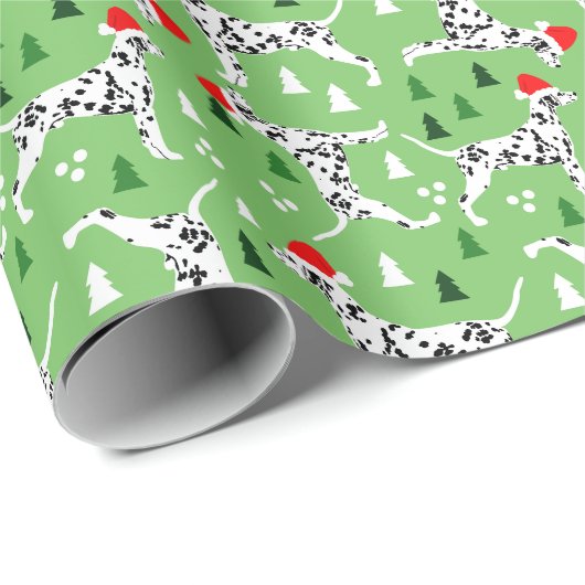サンタハッツグリーンホリデーのクリスマスダルマティア ラッピングペーパー (ロールコーナー)