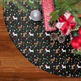 サンタハッツブラックのクリスマスキャーンテリア ブラッシュドポリエステルツリースカート