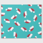 サンタハッツブルークリスマスホリデーお洒落 ラッピングペーパー (フラット)