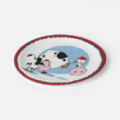 サンタハッツ付きクリスマス牛のパーティープレート ペーパープレート (アングル)