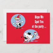 サンタハッツ付きクリスマス牛招待状テンプレート 招待状 (正面)