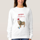 サンタハットおもしろいを使ったクリスマスリオン動物 スウェットシャツ (正面)