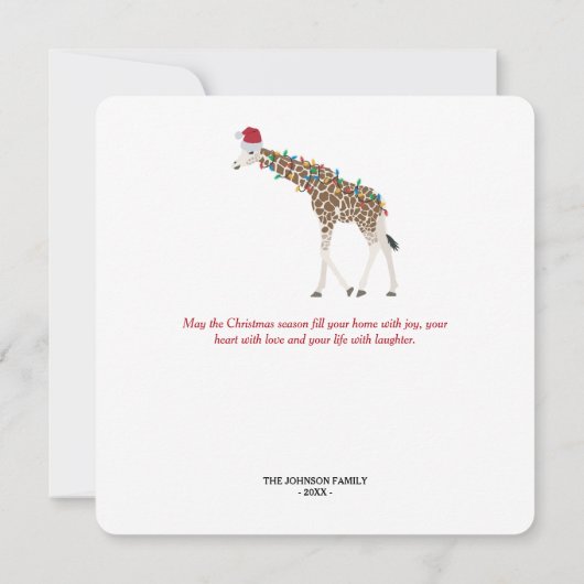サンタハットおもしろいカード付きクリスマスキリン動物 (裏面)