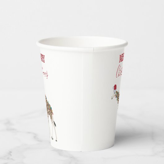 サンタハットおもしろいカード付きクリスマスキリン動物 紙コップ (右)