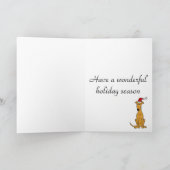 サンタハットおもしろいクリスマスアートのグレイハウンド犬 シーズンカード (内部)