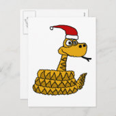 サンタハットおもしろいクリスマスアートのラトルズナケ シーズンポストカード (正面/裏面)