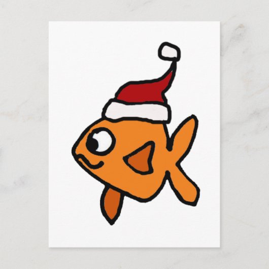 サンタハットおもしろいクリスマスアートの金魚 シーズンポストカード (正面)