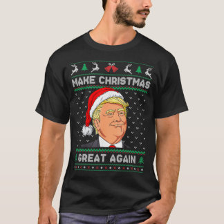 サンタハットおもしろいトランプ再びクリスマス素晴らしを作る Tシャツ